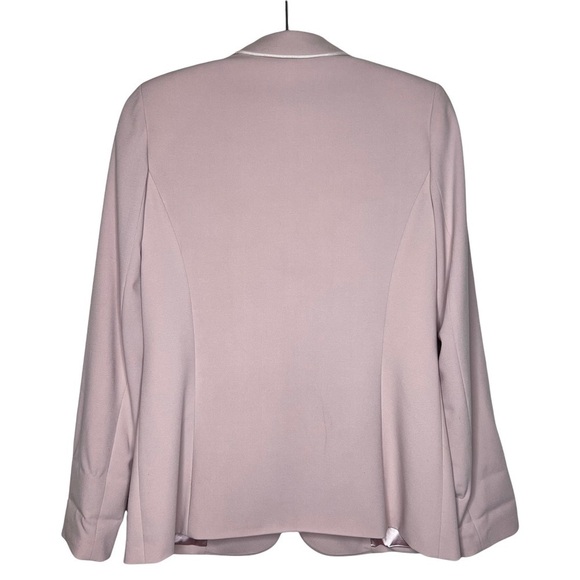 T Tahari Dusty Rose Blazer Size 8 One Button White Piping Trim Preppy Academia - Picture 5 of 15